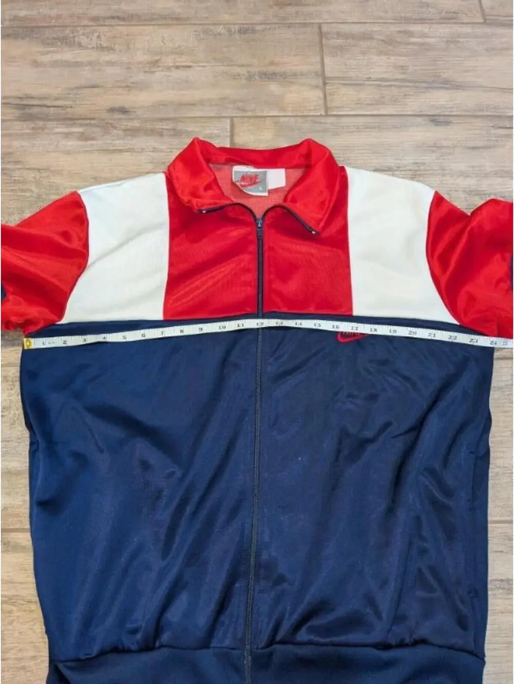 NIKE 90s track jacket Sz XL Run DMC Hip Hop.  Thread Undone Around Collar. READ!